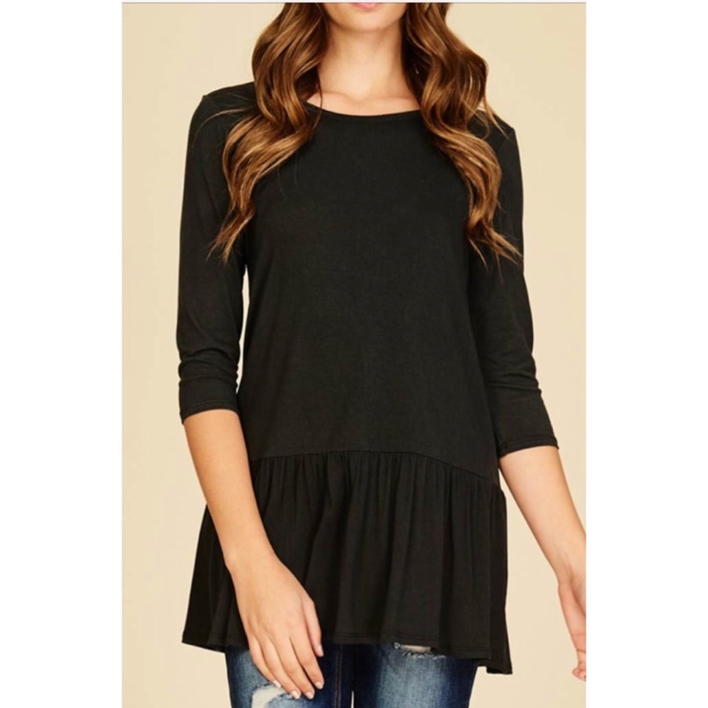 Solid Black Peplum Tee